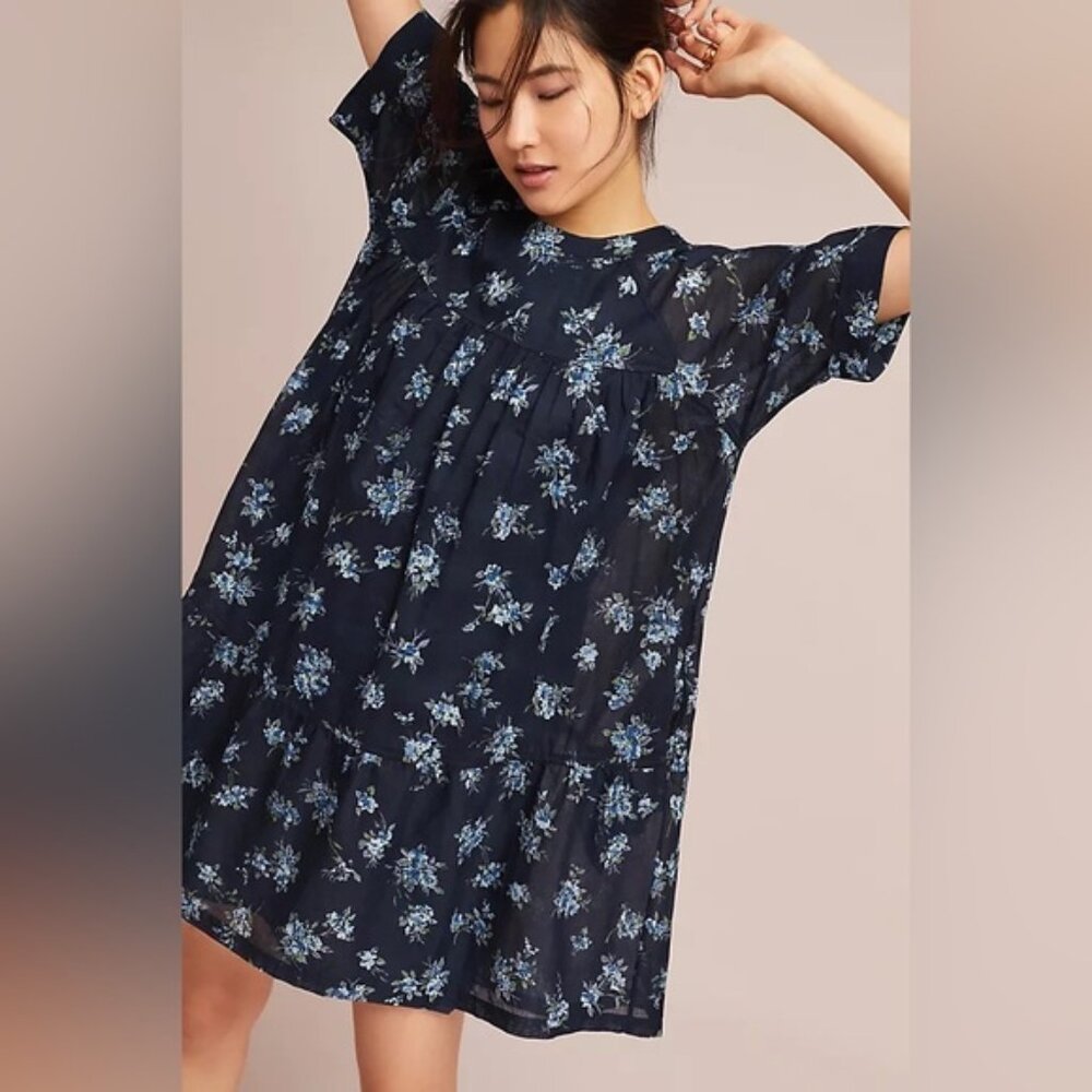 New Current/Elliott Floral Swing Dress Anthropologie Small 100% Cotton